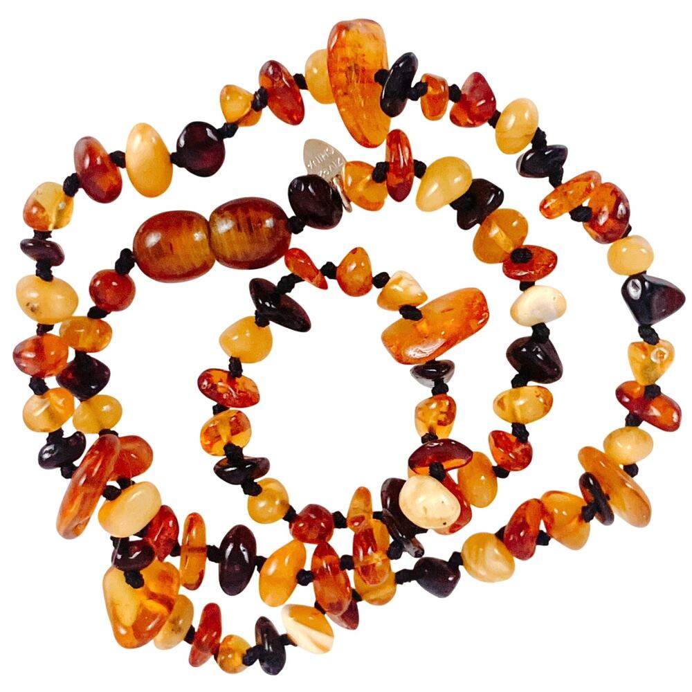 Baltic Amber Chip Nugget Choker Necklace Honey Cognac Cherry Choker 925 Vintage